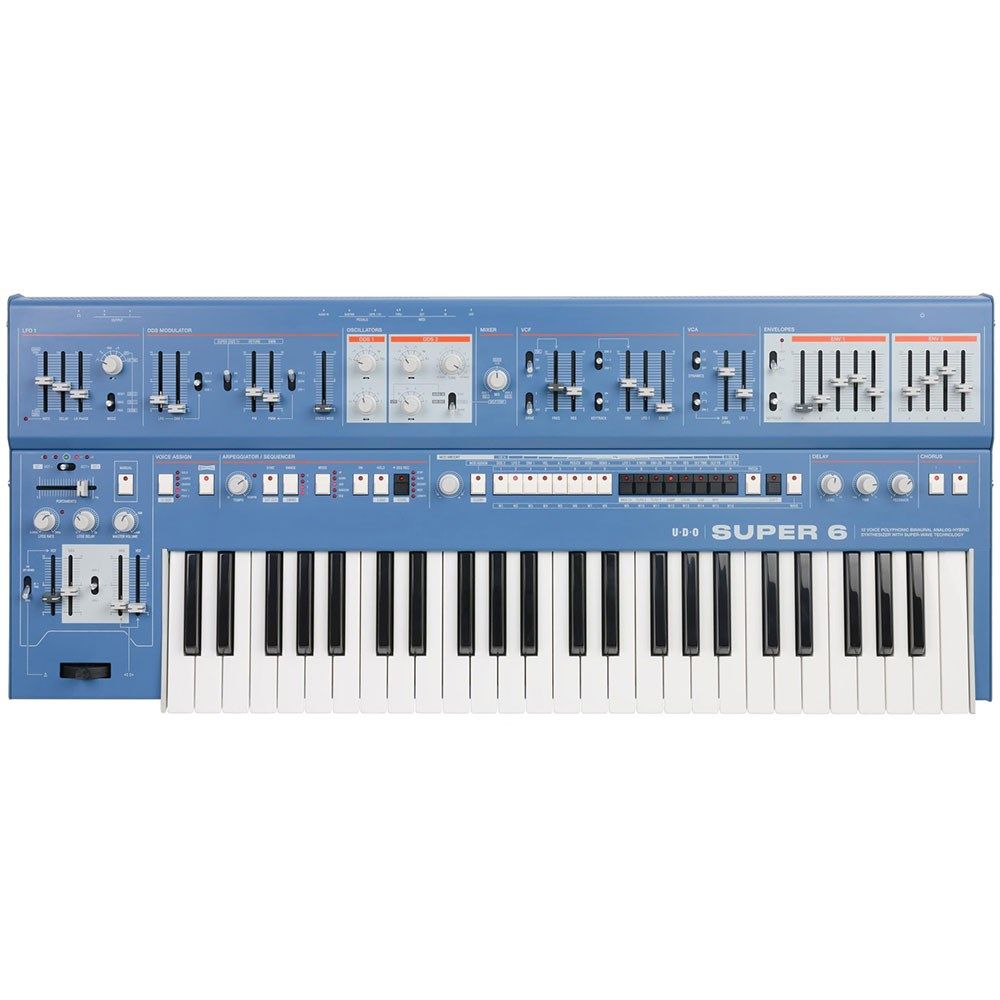 UDO Audio Super 6 12-Voice Polyphonic Analog-Hybrid Synth w/ FM & Wavetable (Blue) - Image 1