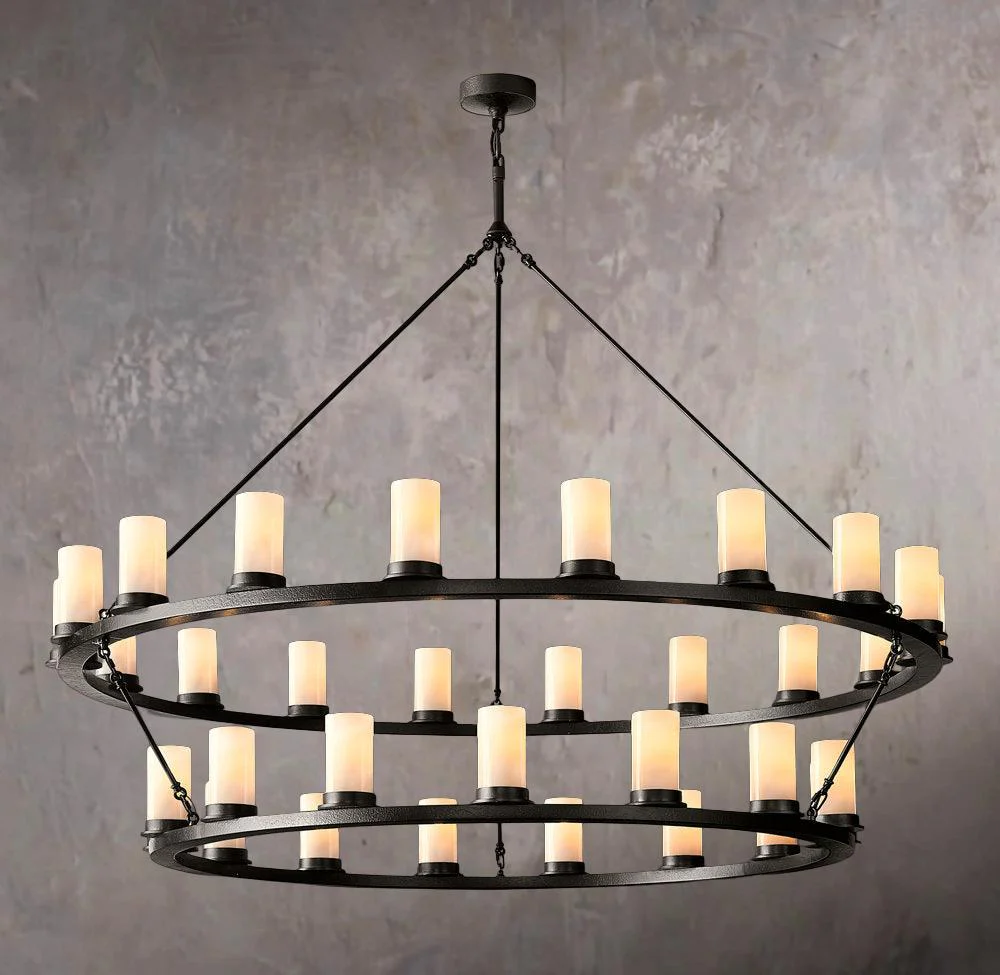 Ondra Double-Layer Frosted Glass Pendant Chandelier 60" - Image 1