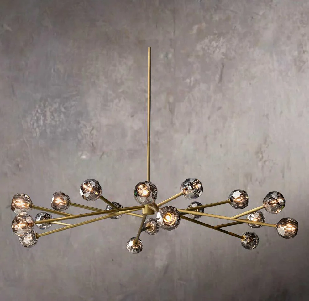 Crystal Orb Smoky Glass Round Chandelier 72" - Image 1