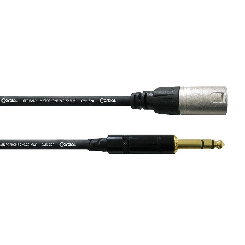 Cordial Essentials REAN XLR Male to Plug 1/4" TRS Cable (0.6m) - Image 1