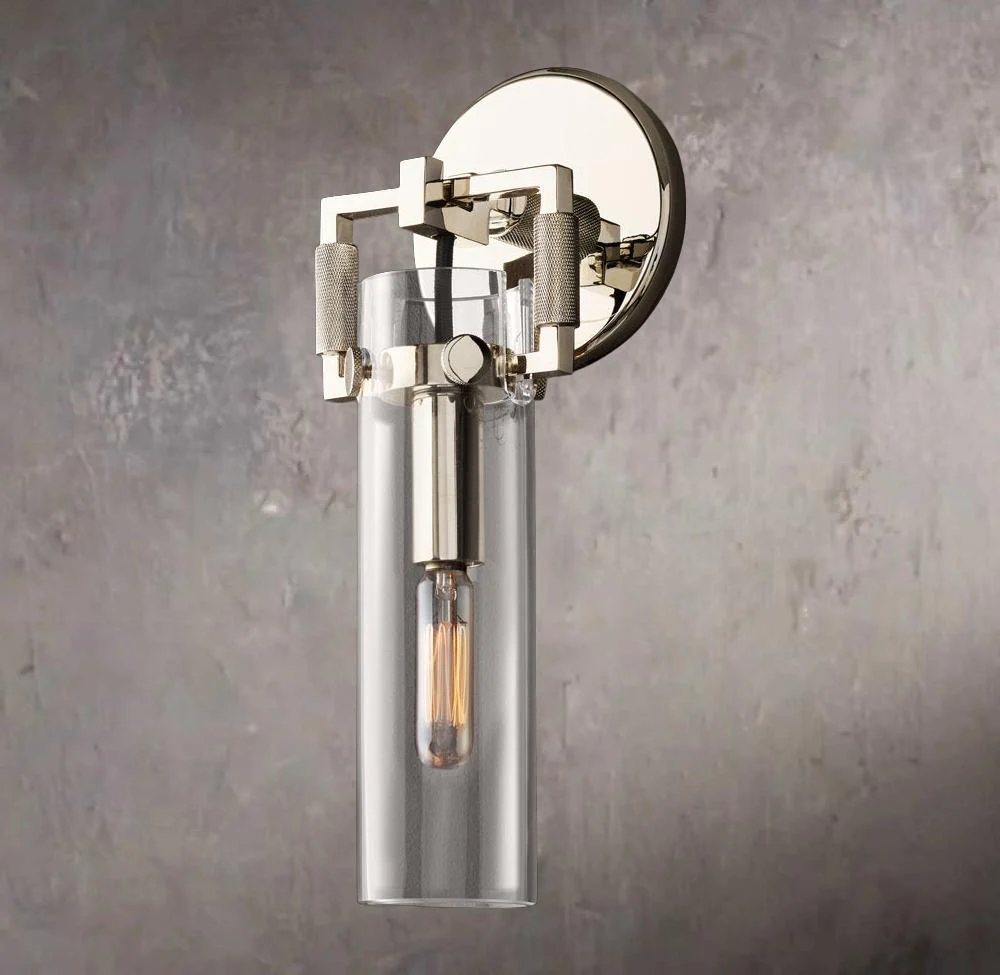 Industrial Glass Cylinder Wall Sconce 9" - Image 2