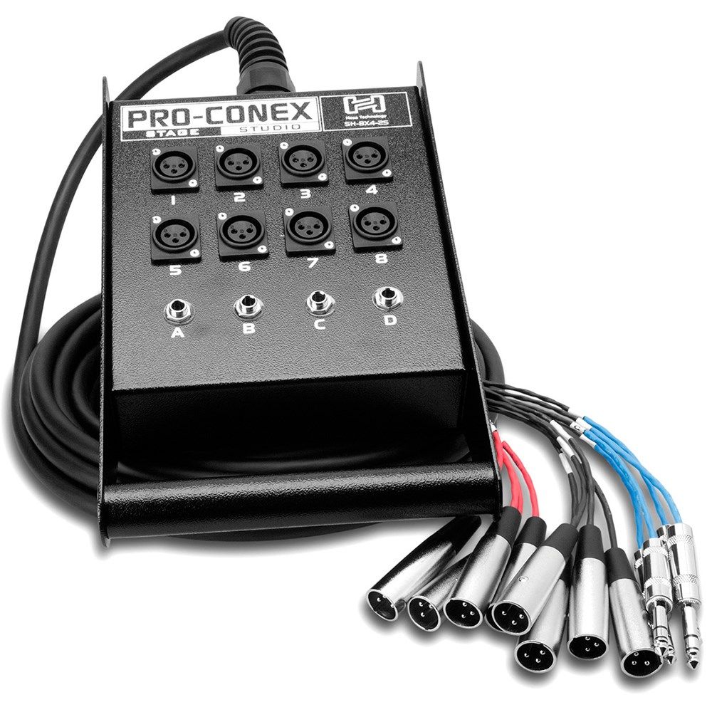 Hosa SH-8X425 8-In/4-Out Pro-Conex Stage Box Snake (25f) - Image 1