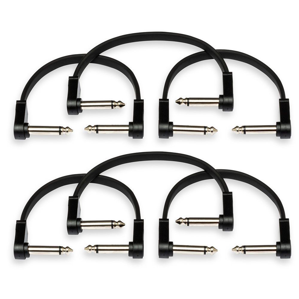 Hosa CFP606 Flat Guitar Patch Cable Low-profile Right-Angle to Same (6-Pack)