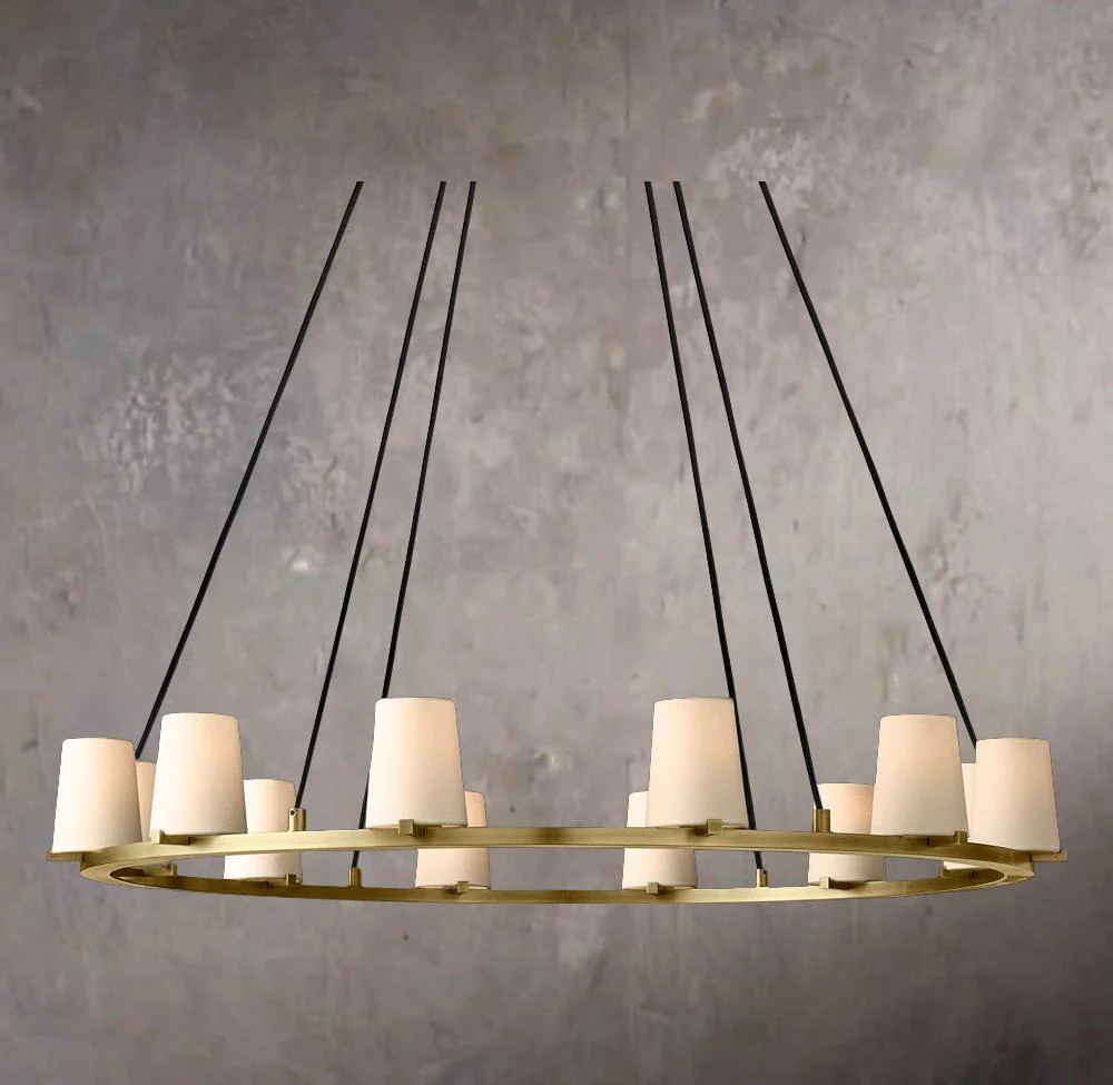 Pauillacs Upholstered Fabric Shade Round Chandelier 48" - Image 1