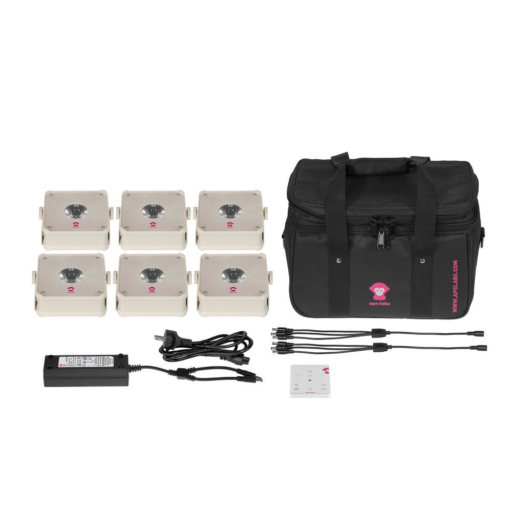 Ape Labs Apelight Mini V2 Tour Pack w/ 6x Compact Lights (Cream) inc Soft Bag - Image 1