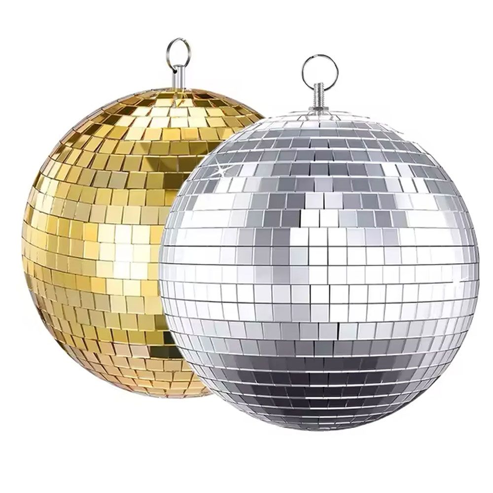 DL Mirror Ball 2Pack w/ 1 Silver & 1 Gold 12" Mirrorballs - Image 1