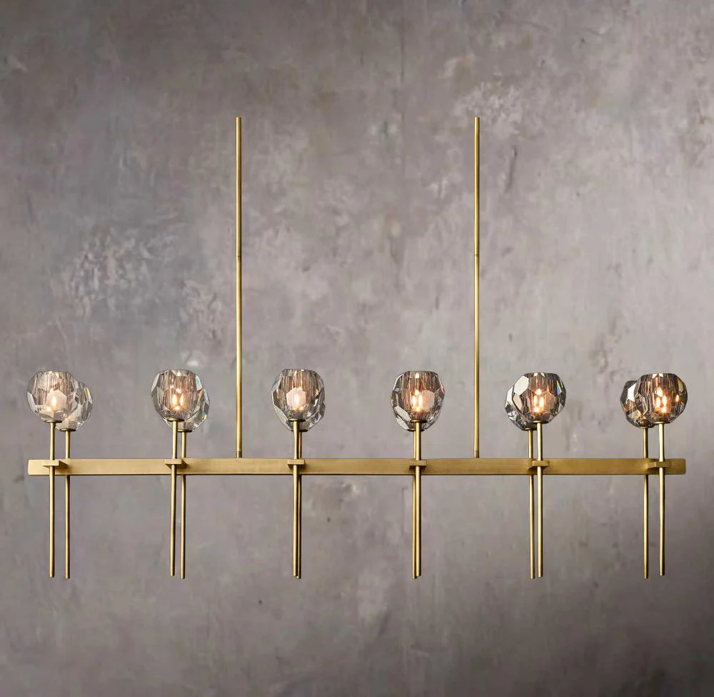 Crystal Sphere Smoke Glass Dual Linear Chandelier 60" - Image 1