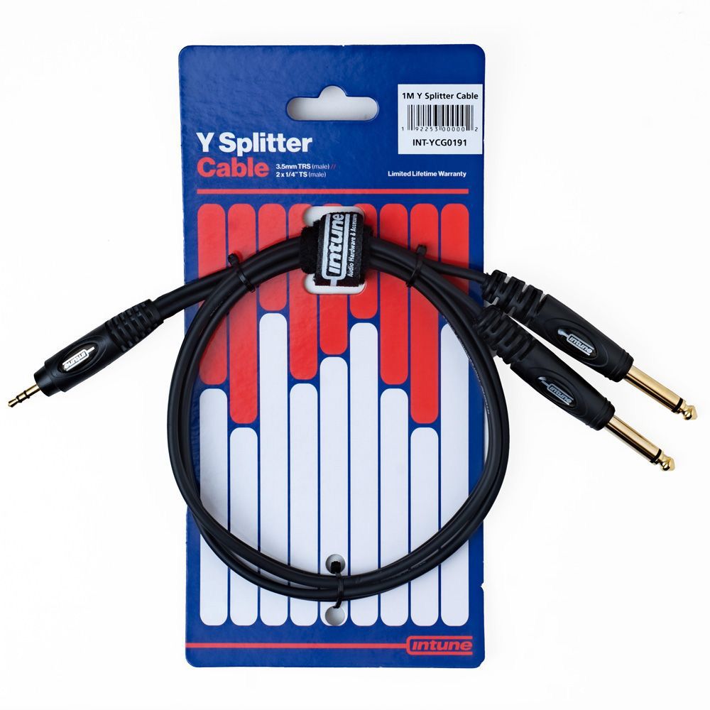 Intune Y Cable 3.5mm TRS Male to 2 x 1/4" TRS Male 1m - Image 1