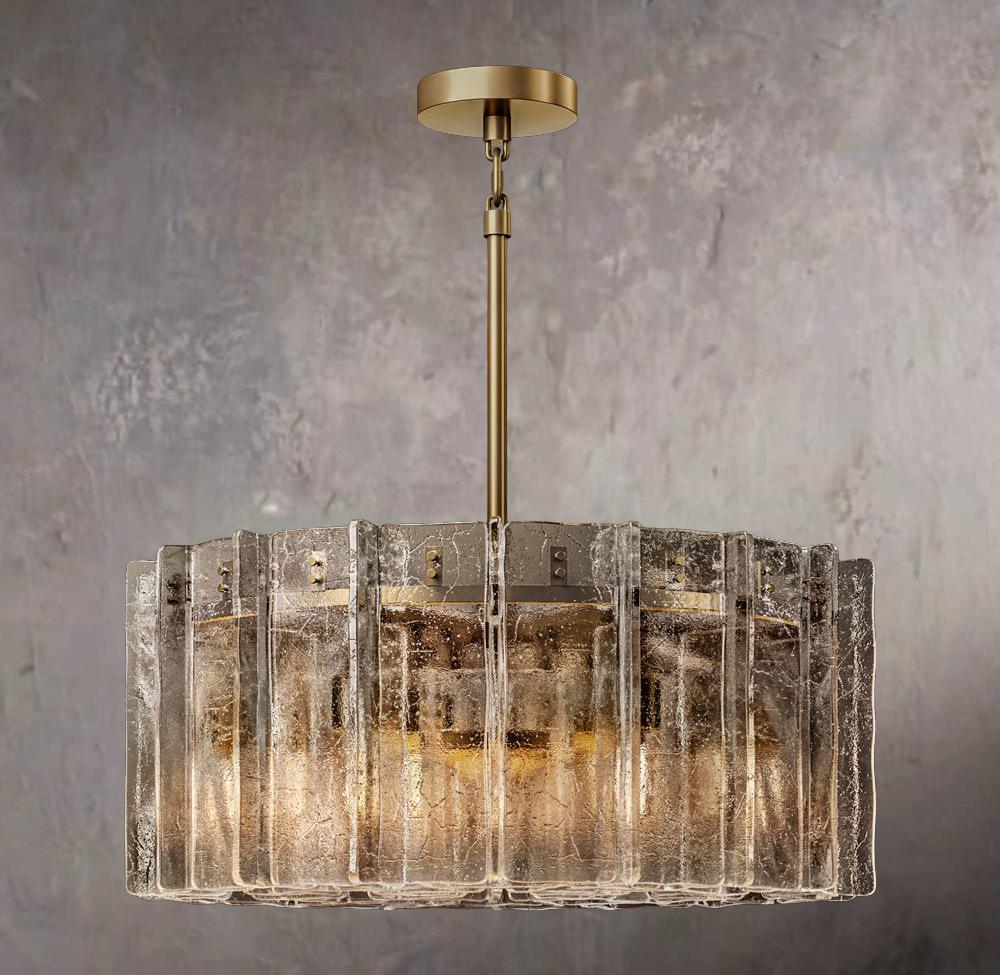 Smoky Lattice Glass Circular Chandelier 37" - Image 1