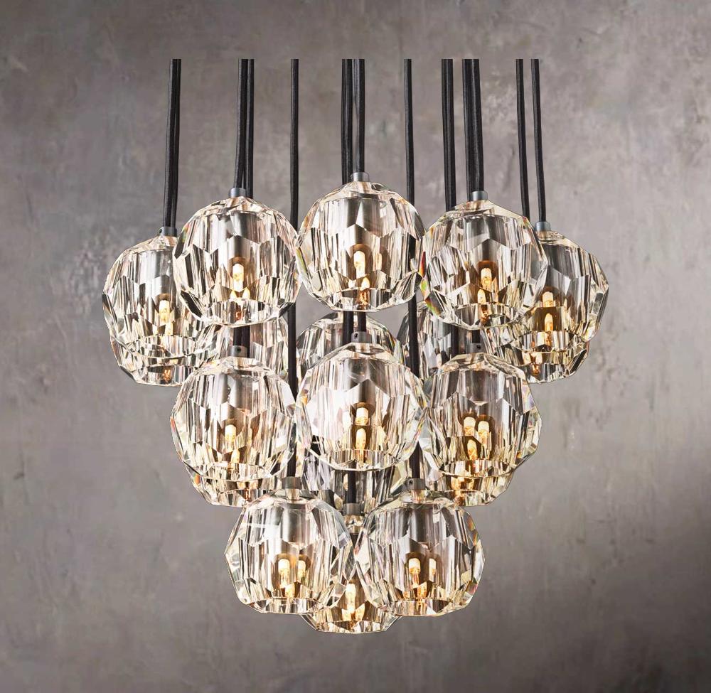 Crystal Sphere Clear Glass Cluster Chandelier 19" - Image 3