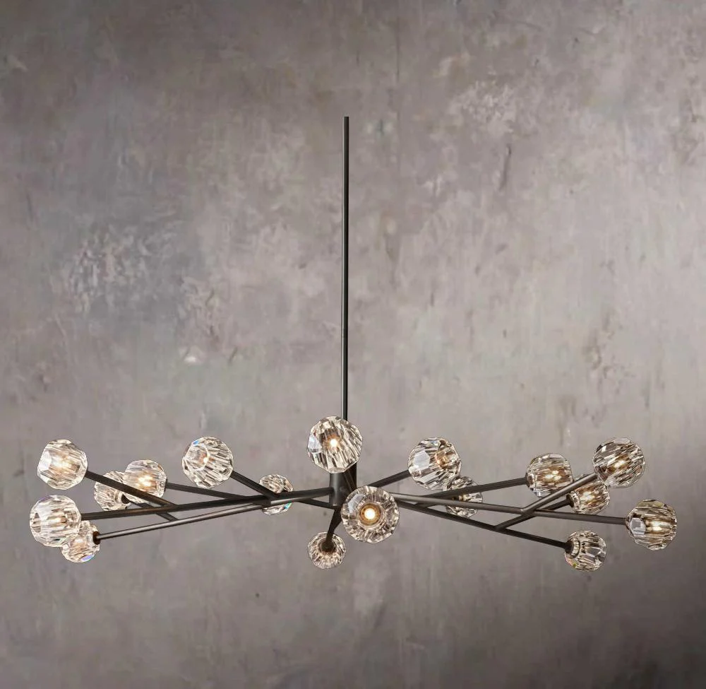 Crystal Globe Clear Glass Round Chandelier 72" - Image 3