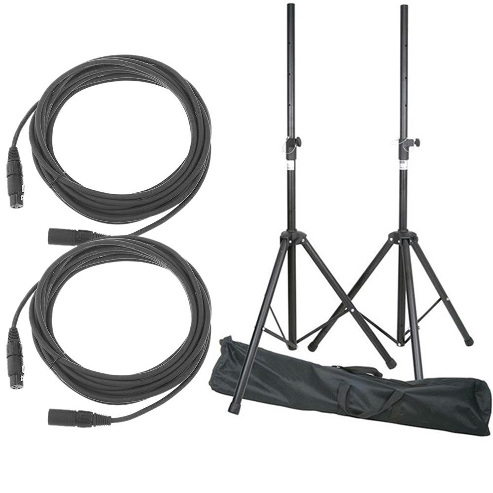 Active PA Add-On Pack w/ XLR Cables (25ft), Stands (Pair) & FREE Gig Bag - Image 1