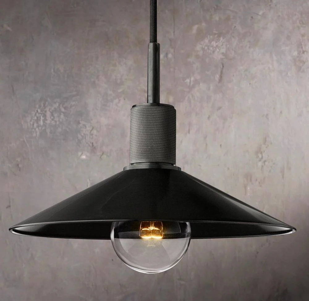 Industrial Metal Conical Shade Suspended Pendant Light - Image 3
