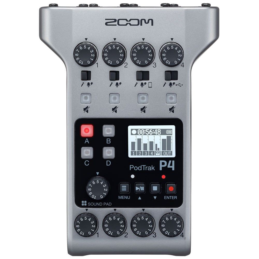 Zoom P4 Podtrak Podcast Recorder w/ 4 Mic Inputs & 4 Headphone Outputs - Image 1