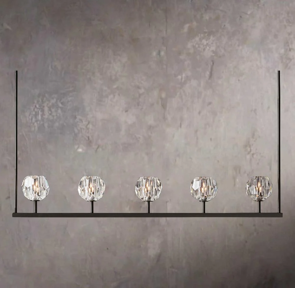 Crystal Ball Transparent Glass Linear Chandelier 48" - Image 3