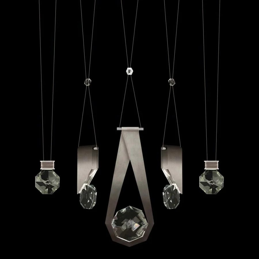 Fine Art Handcrafted Lighting ARIA 10 Light 43" Wide LED Crystal Linear Pendant with Shades - Image 1