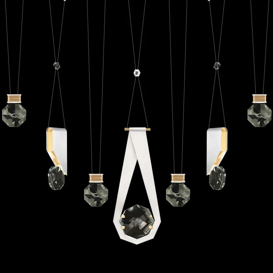 Fine Art Handcrafted Lighting ARIA 14 Light 60" Wide Integrated LED Crystal Pendant with Shades - Image 1