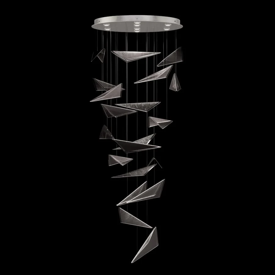 Fine Art Handcrafted Lighting Volo 8 Light 36" Wide x 52" Tall LED Abstract Multi Light Pendant - Image 3