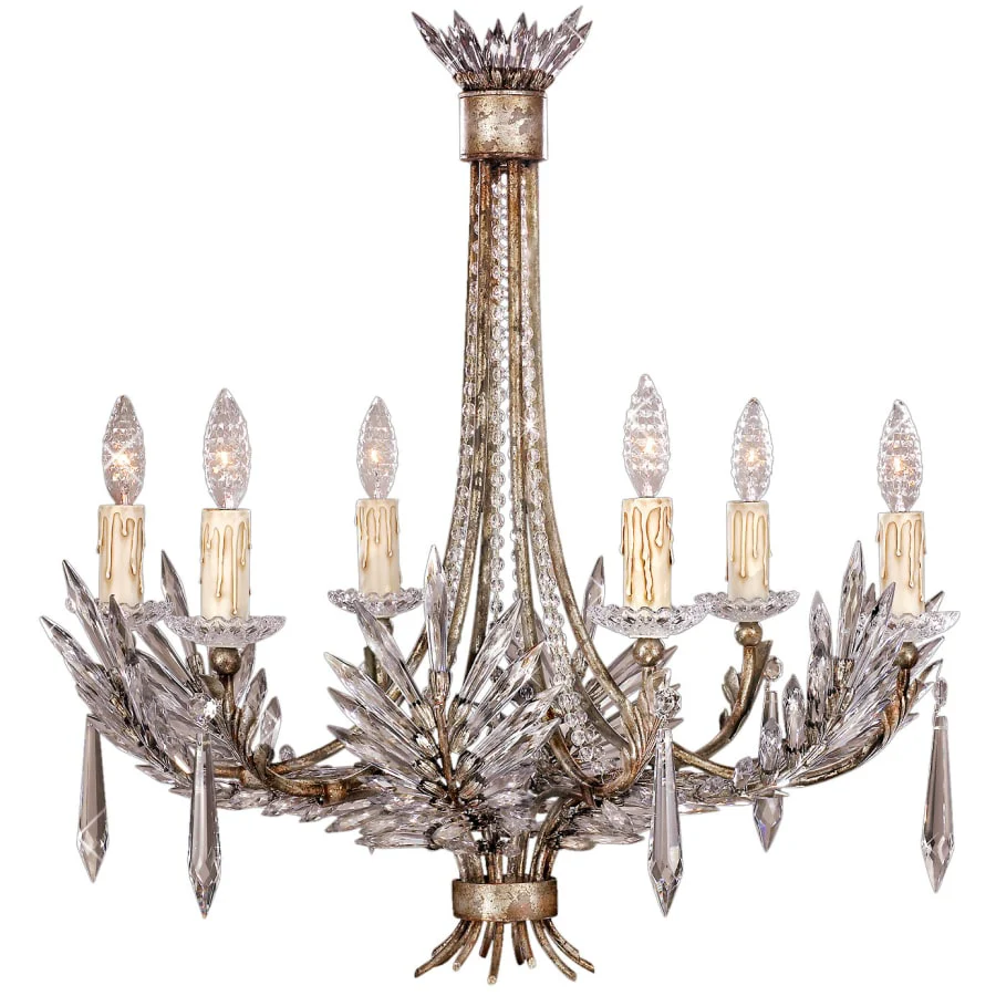 Fine Art Handcrafted Lighting Winter Palace Six-Light Single-Tier Chandelier with Palmette Clustered Icicle Crystals - Image 1