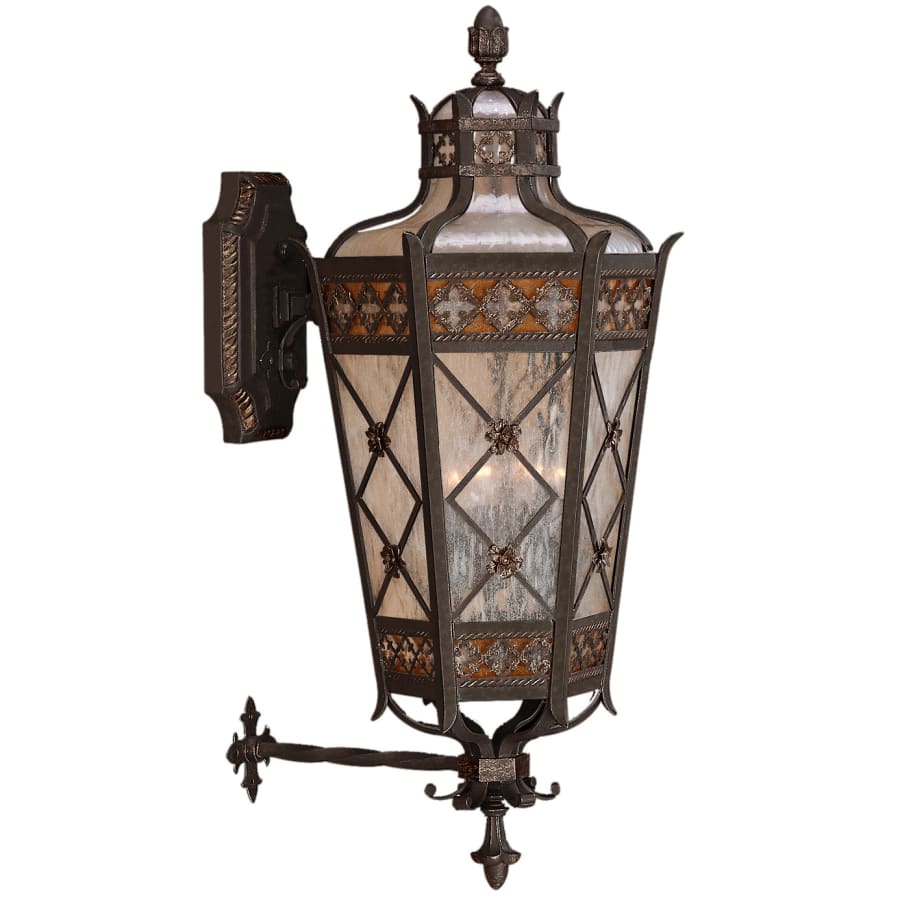 Fine Art Handcrafted Lighting Chateau Outdoor Four-Light Outdoor Wall Sconce with Gold Accents and Antiqued Glass - Image 1