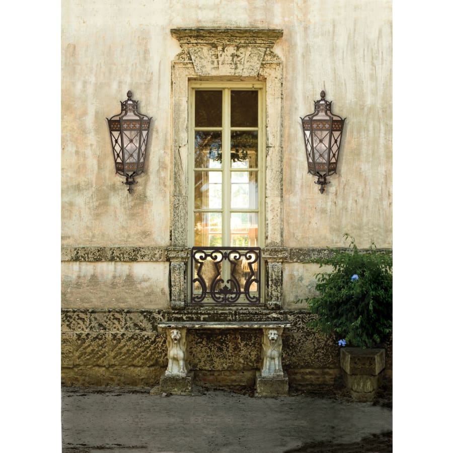 Fine Art Handcrafted Lighting Chateau Outdoor Four-Light Outdoor Wall Sconce with Gold Accents and Antiqued Glass - Image 2