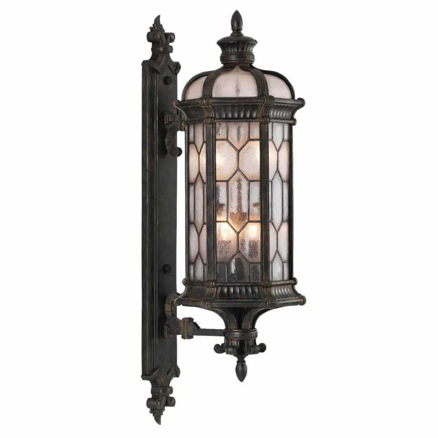 Fine Art Handcrafted Lighting Devonshire 4 Light 39" High Outdoor Wall Sconce with Seedy Glass Shade - Image 1