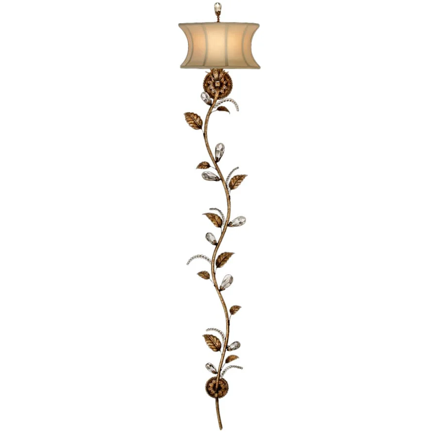 Fine Art Handcrafted Lighting A Midsummer Night’s Dream Single-Light Wall Sconce with Linen Shade and Crystal Accents