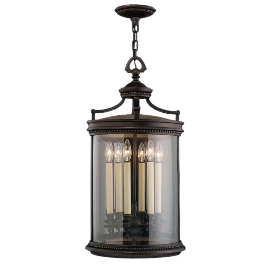 Fine Art Handcrafted Lighting Louvre Six-Light Outdoor Pendant with Antiqued Candles and Clear Blown Glass Shade - Image 2