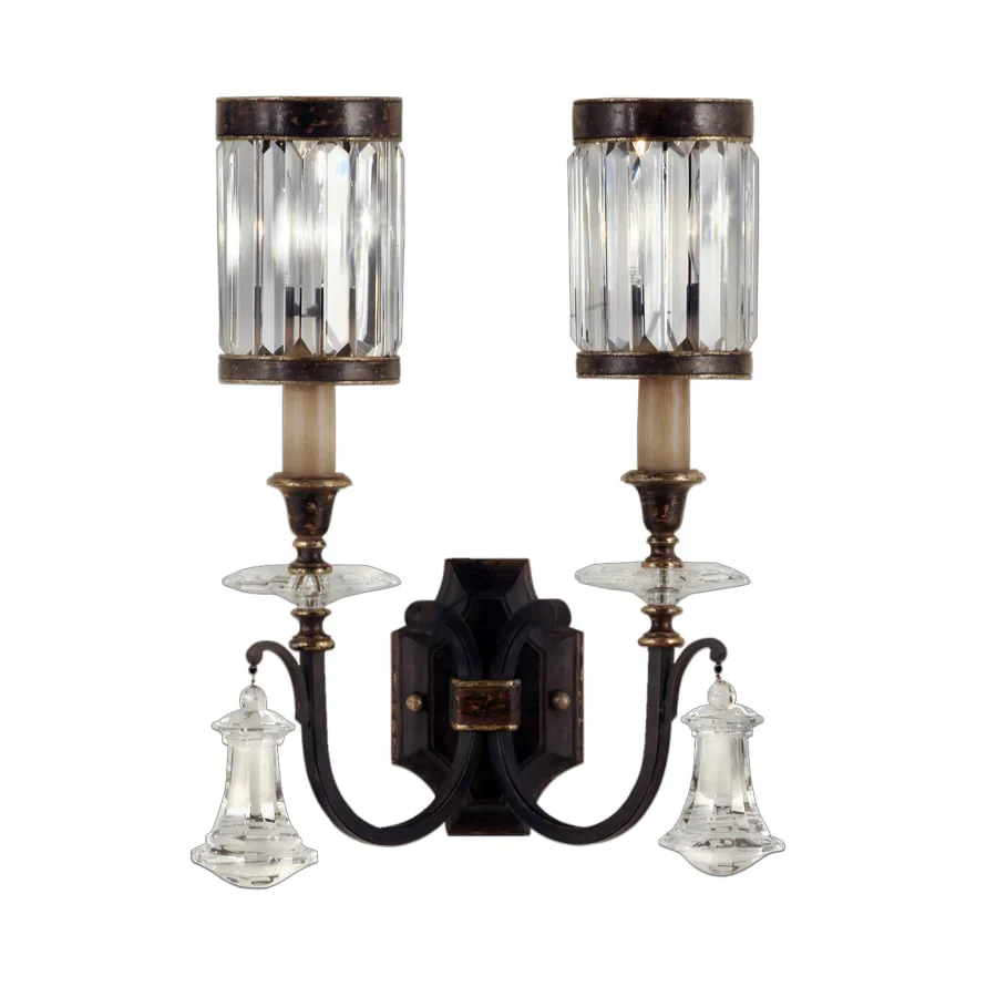 Fine Art Handcrafted Lighting Eaton Place Two-Light Wall Sconce with Channel-Set Crystal Diffuser and Crystal Accents - Image 1