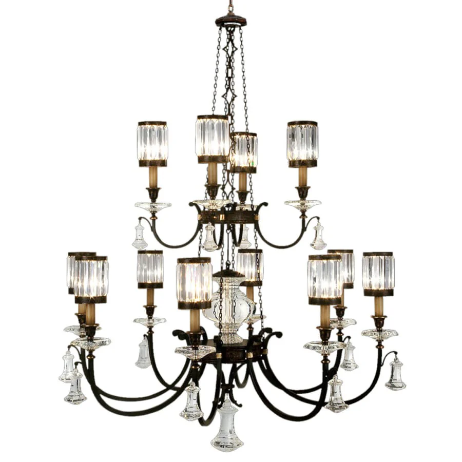 Fine Art Handcrafted Lighting Eaton Place Twelve-Light Two-Tier Chandelier with Channel-Set Crystal Diffusers and Crystal Accents - Image 1