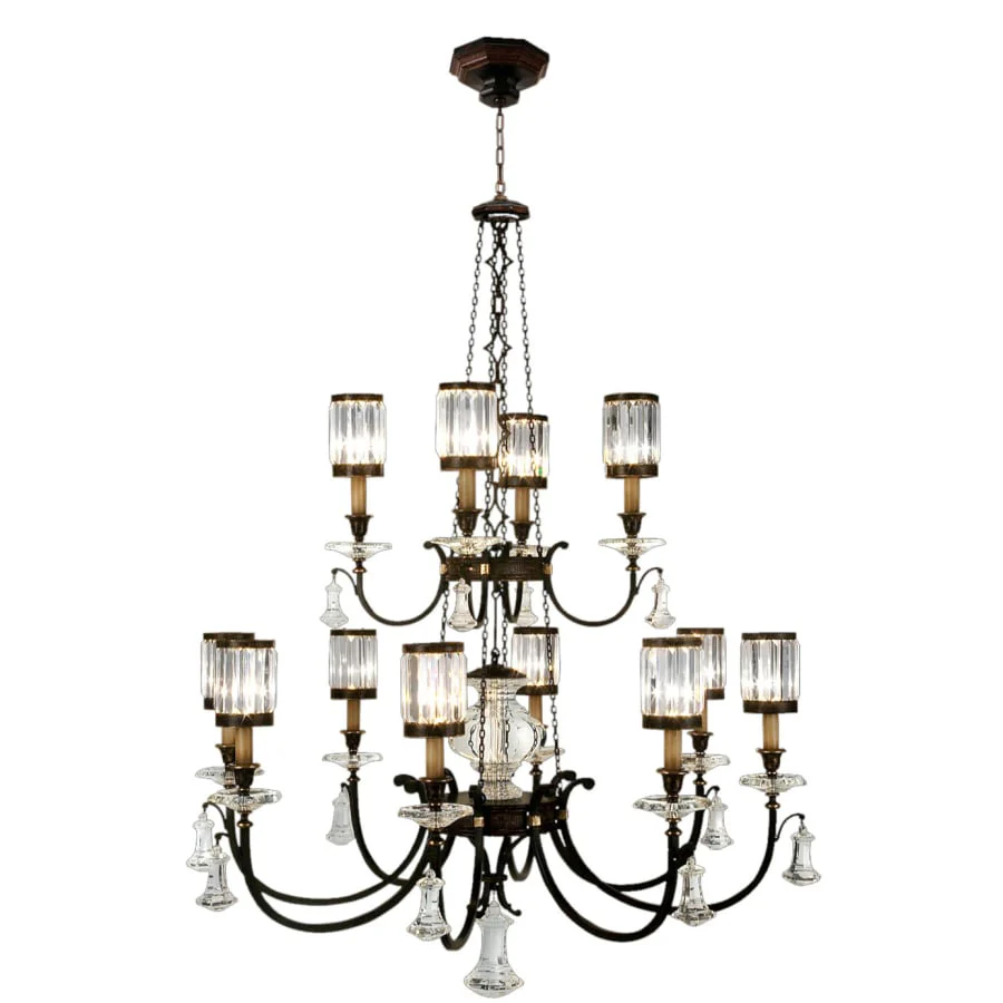 Fine Art Handcrafted Lighting Eaton Place Twelve-Light Two-Tier Chandelier with Channel-Set Crystal Diffusers and Crystal Accents - Image 2