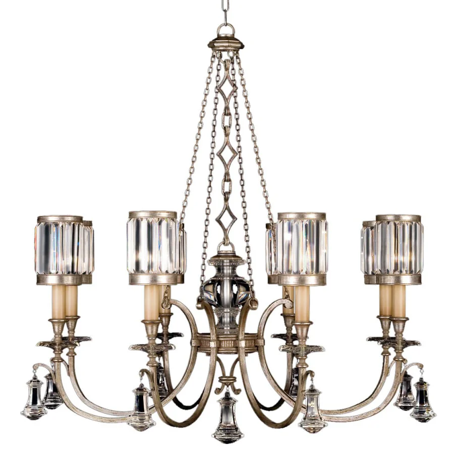 Fine Art Handcrafted Lighting Eaton Place Silver Eight-Light Single-Tier Chandelier with Channel-Set Crystal Diffusers and Crystal Accents - Image 1