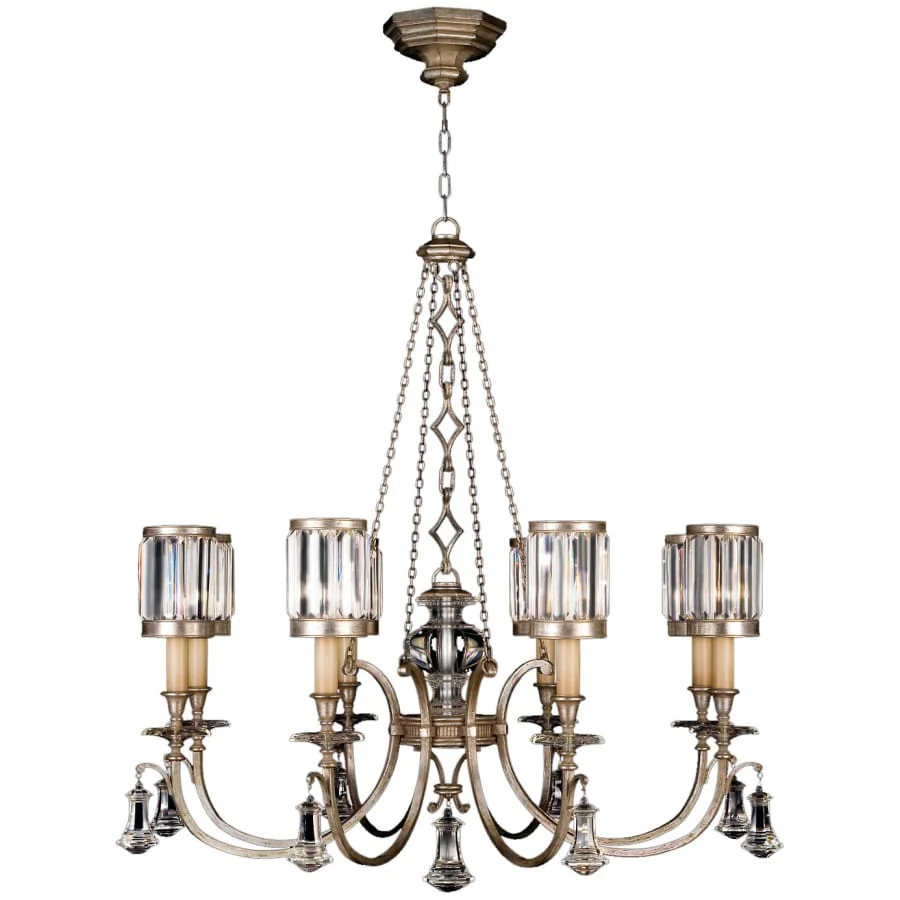 Fine Art Handcrafted Lighting Eaton Place Silver Eight-Light Single-Tier Chandelier with Channel-Set Crystal Diffusers and Crystal Accents - Image 2
