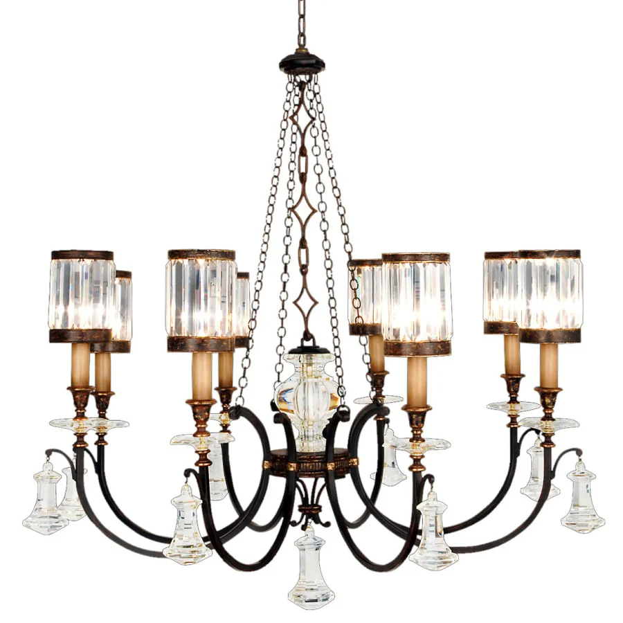 Fine Art Handcrafted Lighting Eaton Place Eight-Light Single-Tier Chandelier with Channel-Set Crystal Diffusers and Crystal Accents - Image 1
