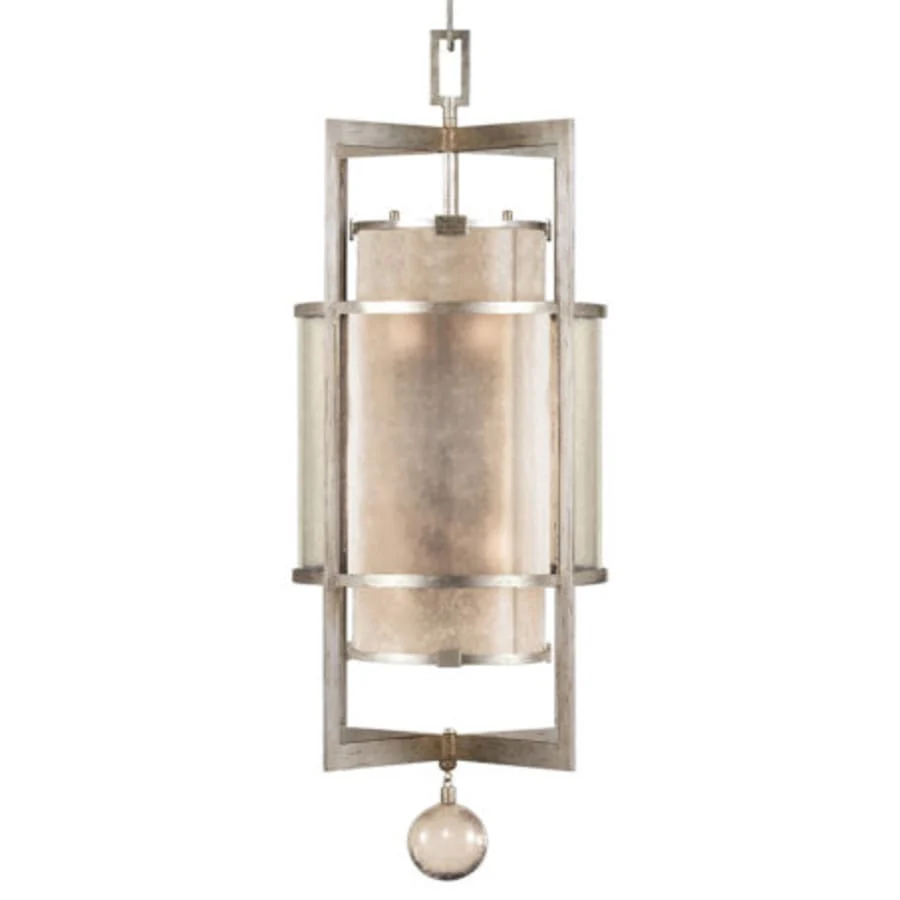 Fine Art Handcrafted Lighting Singapore Moderne Silver 18" Diameter Six-Light Foyer Pendant with Mica and Glass Diffuser Panels - Image 1