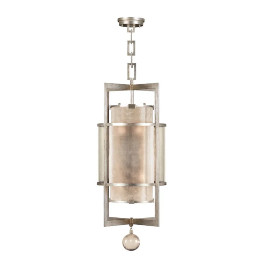 Fine Art Handcrafted Lighting Singapore Moderne Silver 18" Diameter Six-Light Foyer Pendant with Mica and Glass Diffuser Panels - Image 2