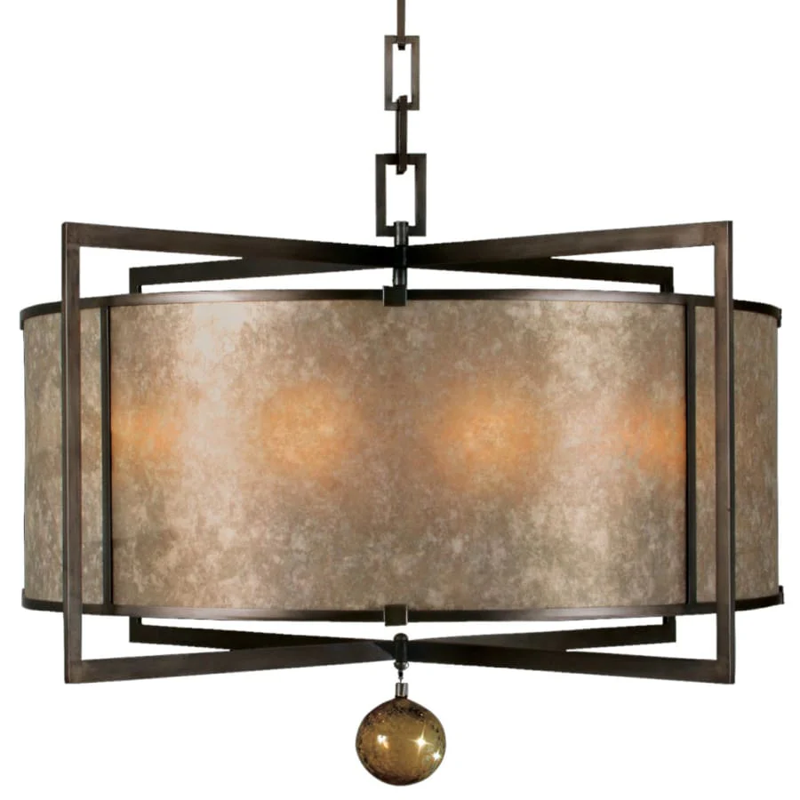 Fine Art Handcrafted Lighting Singapore Moderne 40" Diameter Eight-Light Drum Pendant with Mica Diffuser Panels - Image 1