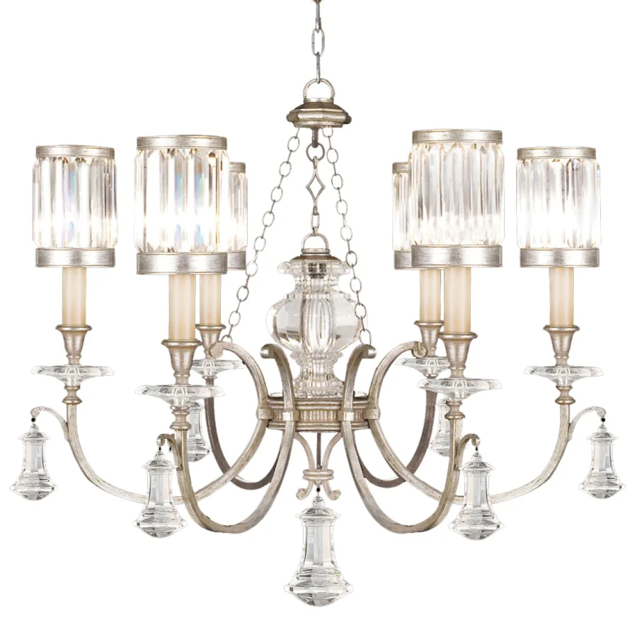 Fine Art Handcrafted Lighting Eaton Place Silver Six-Light Single-Tier Chandelier with Channel-Set Crystal Diffusers and Crystal Accents - Image 1