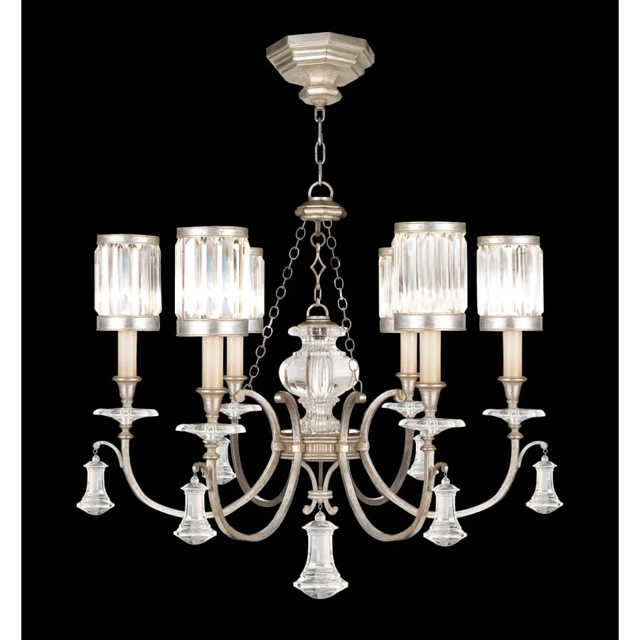 Fine Art Handcrafted Lighting Eaton Place Silver Six-Light Single-Tier Chandelier with Channel-Set Crystal Diffusers and Crystal Accents - Image 2