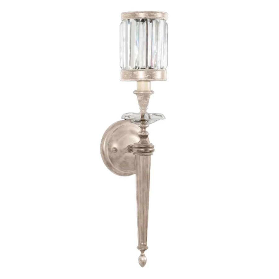 Fine Art Handcrafted Lighting Eaton Place Silver Single-Light Wall Sconce with Channel-Set Crystal Diffuser and Crystal Accents - Image 1