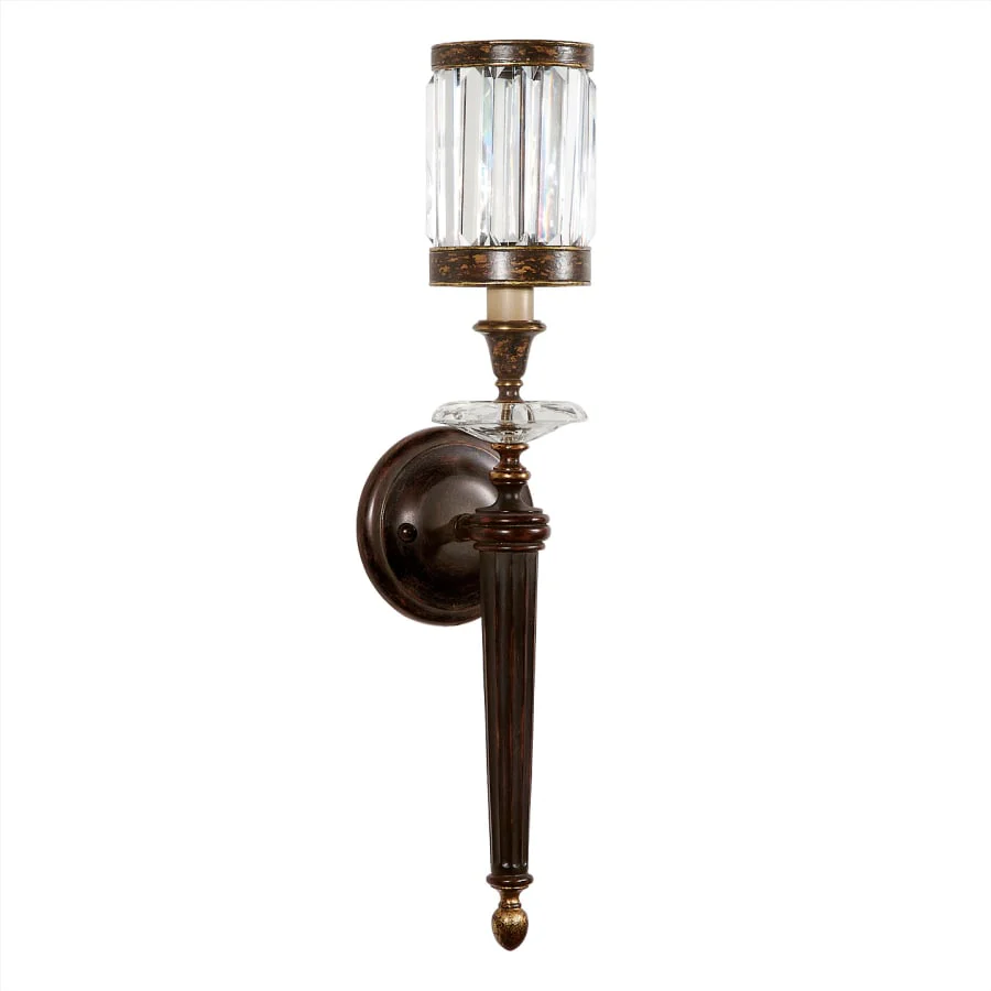 Fine Art Handcrafted Lighting Eaton Place Single-Light Wall Sconce with Channel-Set Crystal Diffuser and Crystal Accents - Image 1