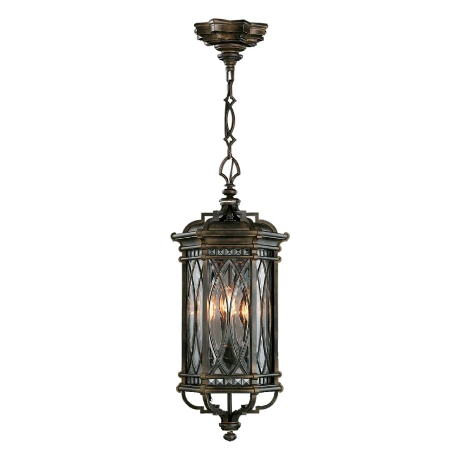 Fine Art Handcrafted Lighting Warwickshire Four-Light Outdoor Pendant with Beveled Leaded Glass Panels - Image 2