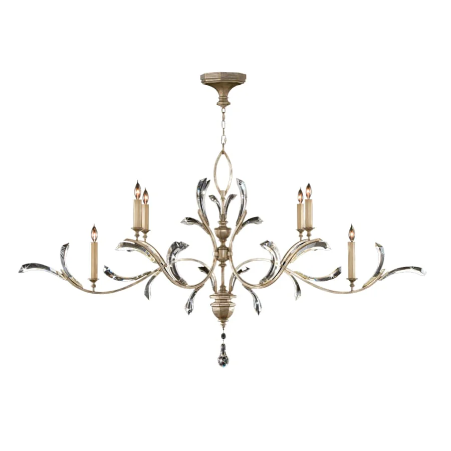 Fine Art Handcrafted Lighting Beveled Arcs 74" Oblong Chandelier with Arcing Beveled Crystal - Image 1