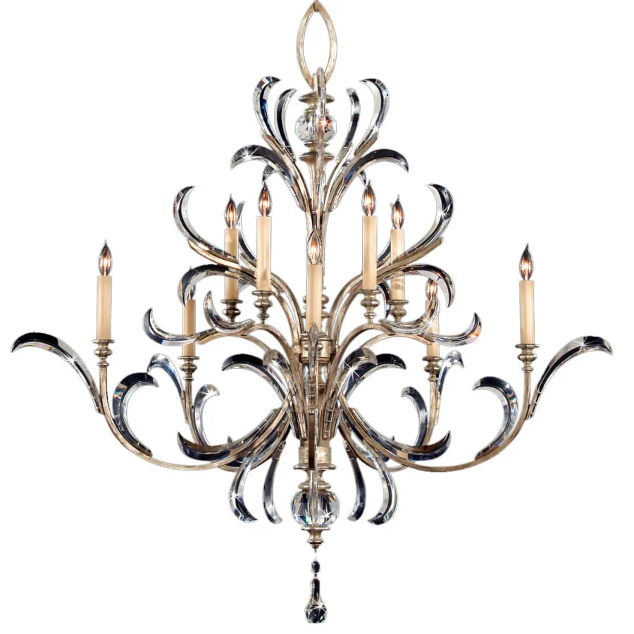 Fine Art Handcrafted Lighting Beveled Arcs Ten-Light Two-Tier Beveled Crystal Chandelier - Image 1