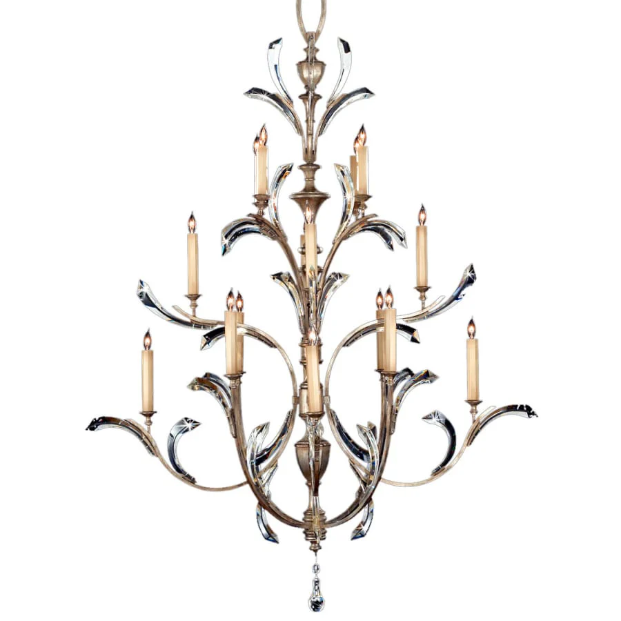 Fine Art Handcrafted Lighting Beveled Arcs Sixteen-Light Three-Tier Beveled Crystal Chandelier - Image 1