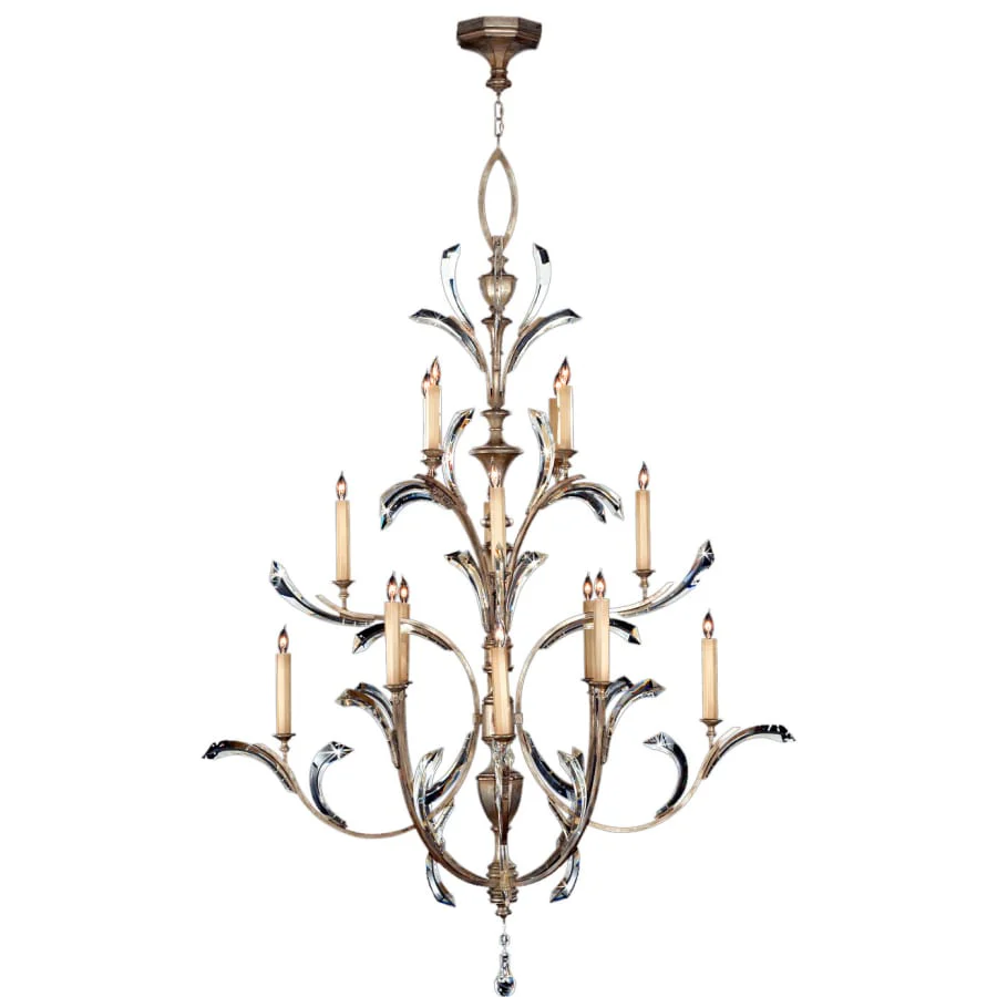 Fine Art Handcrafted Lighting Beveled Arcs Sixteen-Light Three-Tier Beveled Crystal Chandelier - Image 3
