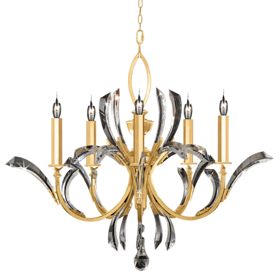 Fine Art Handcrafted Lighting Beveled Arcs 5 Light 36" Wide Crystal Chandelier - Image 1