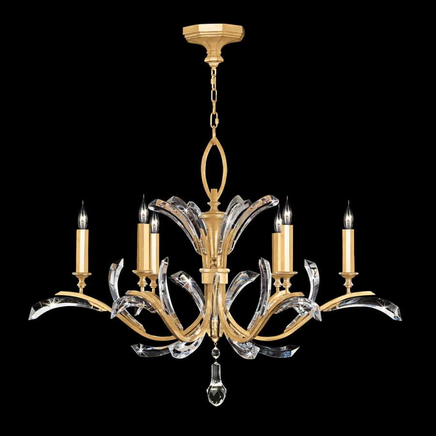Fine Art Handcrafted Lighting Beveled Arcs 6 Light 42" Wide Crystal Chandelier - Image 3