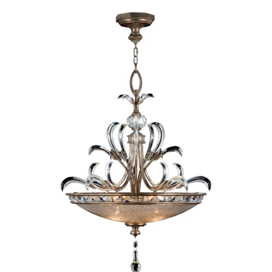 Fine Art Handcrafted Lighting Beveled Arcs 32" Diameter Three-Light Beveled Crystal Bowl Pendant - Image 3