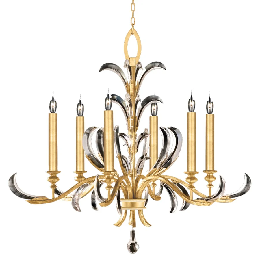 Fine Art Handcrafted Lighting Beveled Arcs 6 Light 37" Wide Crystal Chandelier - Image 1